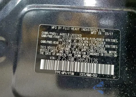 2017 Subaru Forester 2.5I Touring z USA, uszkodzony, nr VIN JF2SJAWC1HH587126